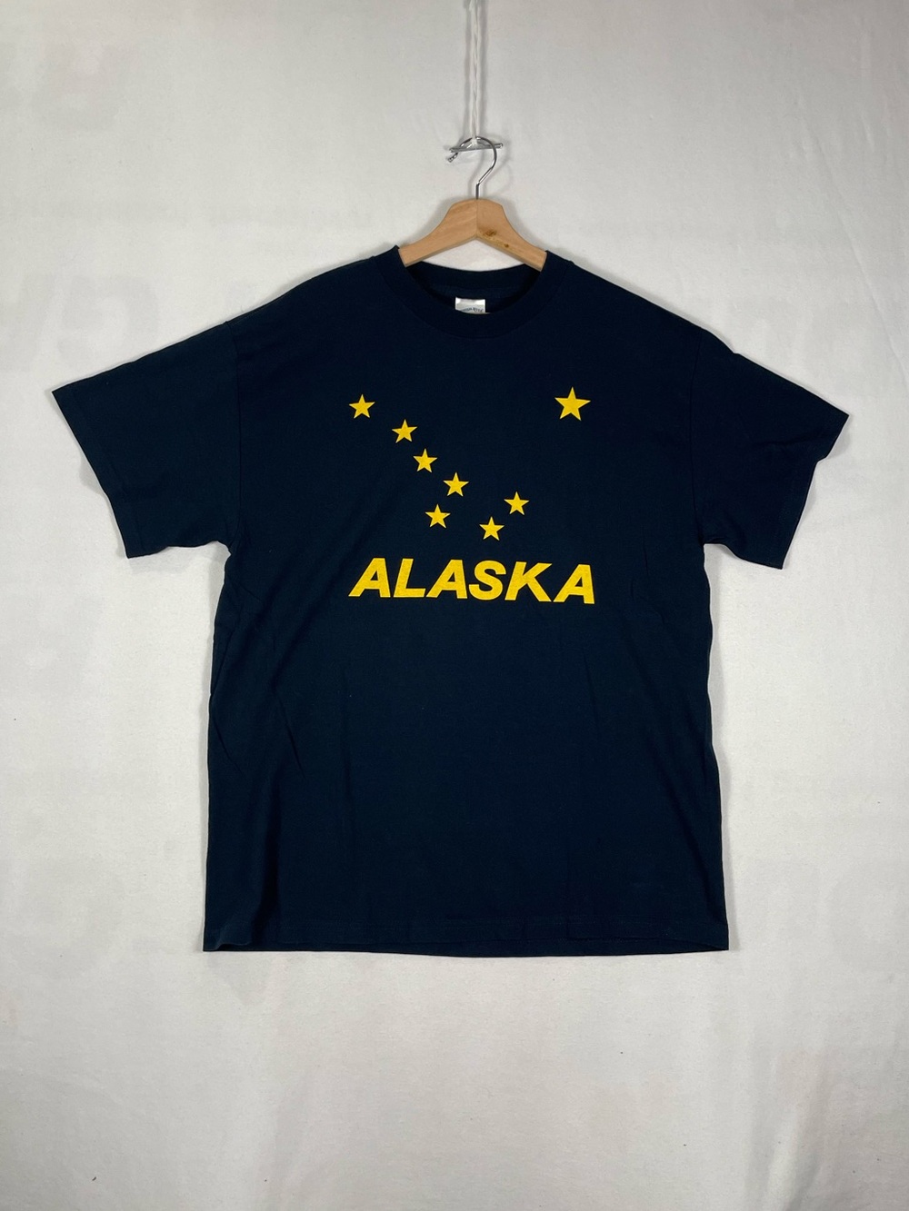 Vintage Y2K Tennessee River Alaska Star State Flag Black T shirt Sz L